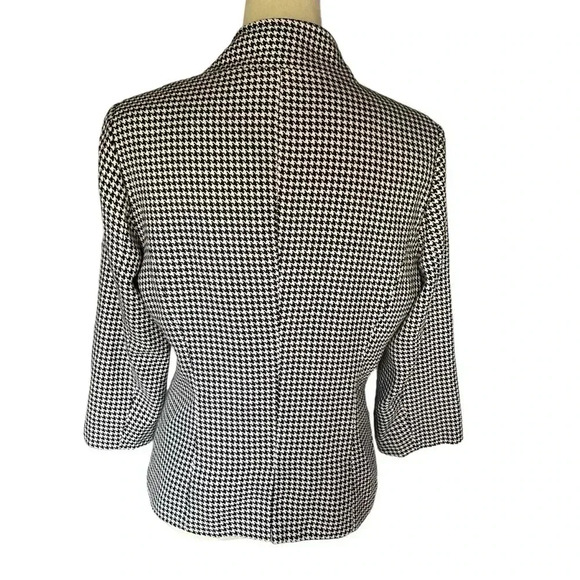 Elizabeth Howard Houndstooth Blazer White Black Artsy Jacket Coat Women Size 10 - Picture 4 of 8
